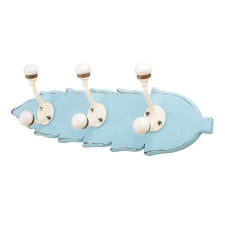Turquoise Cream Double Loop Ceramic Iron Wooden Hooks